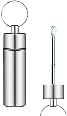 iSnuff Premium Schnapsbehälter mit Löffel | Schnapsflasche mit ausziehbarem Löffel - Luxusspender (Silber)