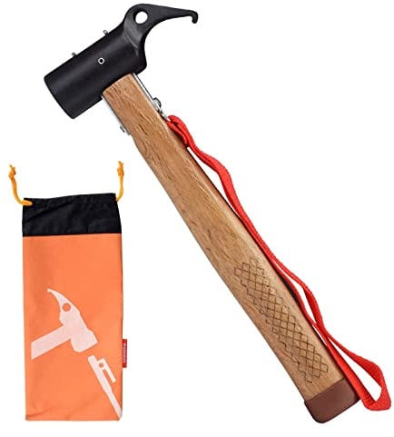 Nutmanel Hammer Camping Zelthammer, Zeltheringe Hammer, Hammer Edelstahl mit Holzgriff für Camping Zeltheringe DIY