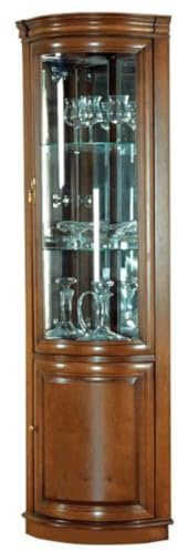 Casa Padrino Luxus Eckvitrine Braun 40 x 45 x H. 212 cm - Massivholz Eckschrank - Wohnzimmerschrank - Luxus Massivholz Wohnzimmer Möbel