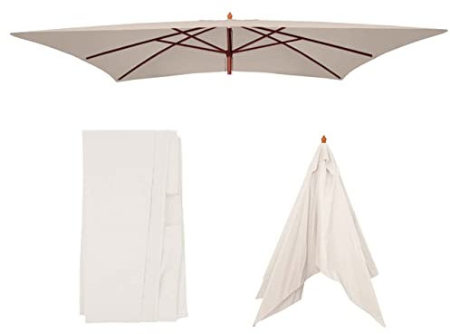 Mendler Toile pour Parasol Florida, Toile de Remplacement pour Parasol, Polyester 3x4m - crème