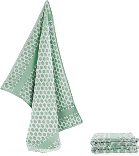 normani Geschirrtücher Abtrocktücher Küchentücher Gästehandtücher aus 100% saugstarker Baumwolle 3,6 oder 12 Farbe 3 × Grün