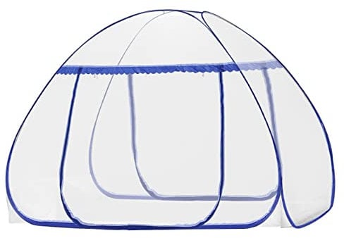 LEMESO Moustiquaire de Lit Pop Up Pliable en Polyester, Forme de Dôme pour Intérieur et Extérieur avec Fermeture à Glissière, Accessoires de Literie 180 * 200 * 150CM