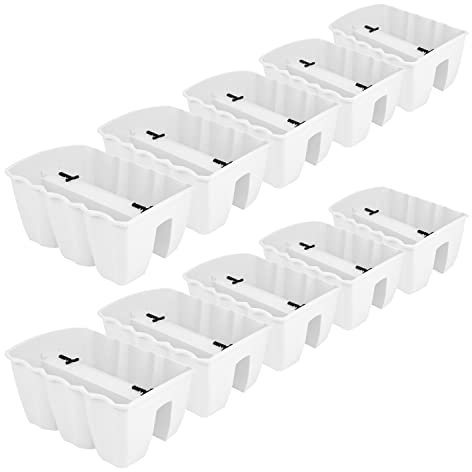 PAFEN 10x Blumenkasten Hängetopf - 39,5 x 28,5 x 20,5cm -Blumentopf Pflanztopf Balkontopf Geländertopf Geländerkasten, Weiß