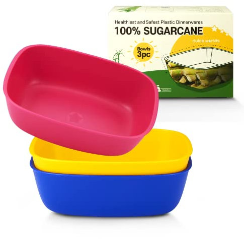 ZUCKERROHR Kinder Schüsseln 3er Pack (800 ml) - LFGB zertifiziert -Natürliche Kunststoffschalen für Kleinkinder bis Große Kinder - Mikrowellen und Spülmaschinengeeignet - BPA frei - Multi