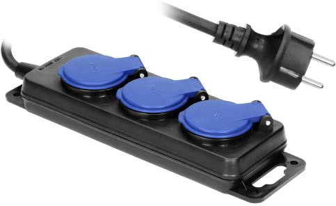 ORNO AE-13158 Multiprise Exterieur étanche avec 3 Prises Rallonge d'Atelier Câble en Caoutchouc (5m)