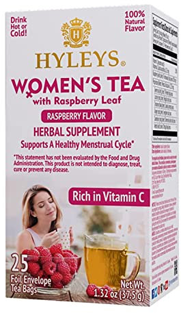 Hyleys Tè da donna al gusto di lampone, 25 bustine di tè, supporta il ciclo mestruale femminile e un ciclo mestruale sano