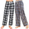 U2SKIIN Pyjamahose Damen lang kariert Schlafhose Schlafanzughosen für Damen Fleece Pyjama Hosen Nachtwäsche Freizeithose mit Taschen (Grau Gelb Kariert+Weiß Schwarz Kariert, M)