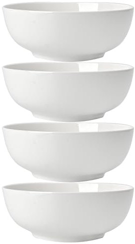 ALLUSEIT Lot de 4 bols à céréales en porcelaine osseuse de 1,2 L, grand bol en céramique pour cuisine, service polyvalent pour soupe, céréales, salade, flocons d'avoine, riz, etc. Passe au