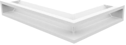 KRATKI Lüftungsgitter Warmluftgitter LUFT 9 x 60 cm weiß Eck links | 45° Luftauslass, für Kaminbelüftung. Für Warmluftverteilung