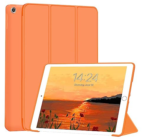 FANSONG Case for iPad 9th 8th 7th Generation Case,Cover for iPad 10.2 inch Auto Wake/Sleep TPU Smart Cover Flip Stand Slim Magnetic Closure for Tablet (Orange)