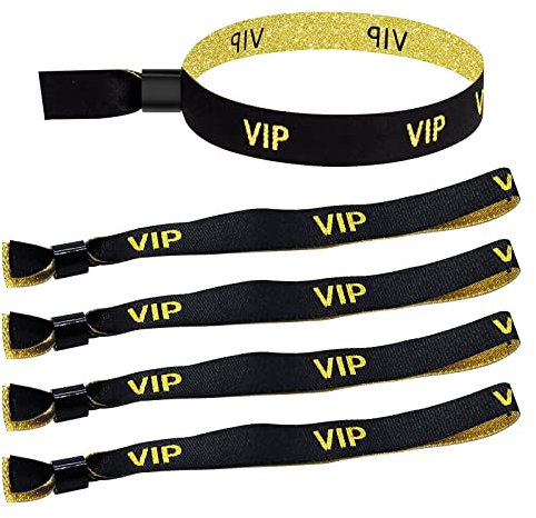 30 Stück VIP Einlassbänder Stoff Eintrittsbänder VIP Bändchen, VIP Festival Bänder Stoff für Clubveranstaltungen, Festival Armbänd Schwarz