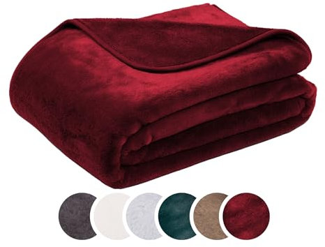 liebling Kuscheldecke Merino-Touch, Wohndecke Ultra flauschig als Sofaüberwurf oder Wendedecke, waschbar, 180 x 220 cm, dunkelrot