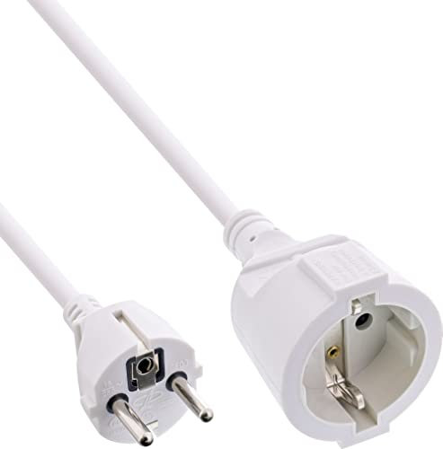 InLine® Prolunga di corrente con contatto di protezione maschio/femmina, bianco, 1,5 m