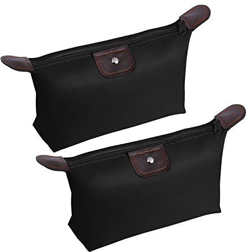 Aucuu 2 Stück Kosmetiktasche Klein, Schminktasche, Make-up-Tasche, Kulturbeutel, Mini-Reisetaschen für Make-up-Pinsel, Cosmetic Bag für Reisen Urlaub und Alltag, Schwarz