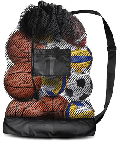 CPROSP Ballnetz für 10 Bälle, Balltasche 76 * 102CM, Ballsack mit seitlichen Reißverschlusstasche, Ballsack für Basketball, Strandtuch und Schwimmbekleidung