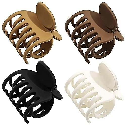 Simsky 4Pcs Mate Antideslizantes Pinzas Pelo, Horquillas Garras Medianas para Mujeres, Accesorios de Cabello para Niñas de pelo Fino, Clips de Garra Pelo, Tamaño Lindo de Pinzas Doble Fila
