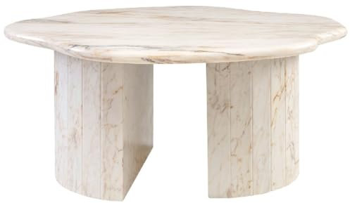 Casa Padrino Luxus Marmor Couchtisch Weiß-Beige 106 x 105 x H. 46,5 cm - Marmor Wohnzimmertisch - Wohnzimmer Möbel - Luxus Möbel - Marmor Möbel - Luxus Einrichtung