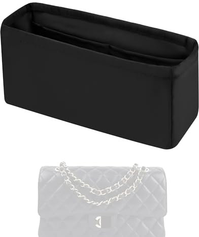 XYJG Seide Handtasche Einsatz Organisator für Chanel CF Classic Flap, Luxuriöser Tasche Einsatz, Behalten Sie die Form der Tasche bei, Leicht (Schwarz, CF Medium)