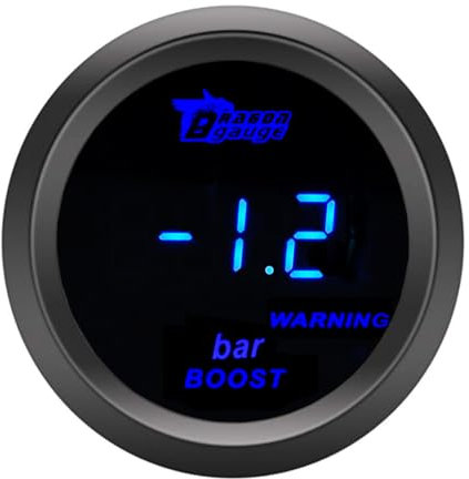 ETOPARS Universelle Voiture Turbo Suralimentation Jauge 2 Pouces 52mm Turbo Boost Jauge Numérique Bar Turbo Pression Manometre Bleu Lumière Indicateur Turbo Instruments