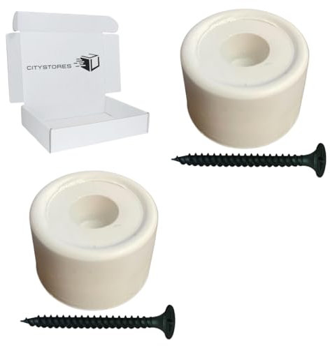2 Pack 32mm White Floor Wall Mounted Door Stopper Screw in Floor Stops Wall Stopper Rubber with Free Screws