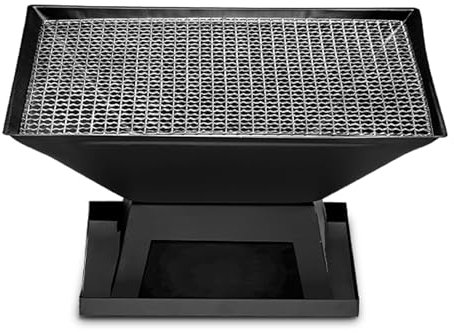 Cast Iron Outdoor Fire Pit With Burning Grid/Ash Catchers/Flower Grid Lid/Fire Hook/Grid Starter,46.5 x 37cm (A)