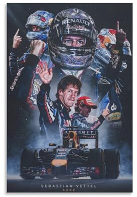 SECOLI Sebastian Vettel Formula Racing Driver Art Sport Leinwand Poster Dekoratives Gemälde Wandkunst Bild Druck Moderne Dekoration 40 x 60 cm