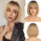 BARSDAR Kurze Bob Perücke mit Pony, 30cm Blond Perücke mit Braun Hitzebeständige Synthetische Perücken Natürlich für Tägliche Halloween (Ombre Blond)
