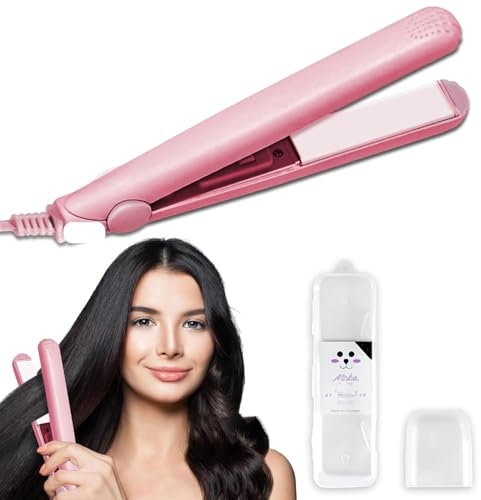 Planchas Del Pelo 2 In 1, Plancha Pelo, Plancha De Pelo Profesional, Rizador De Cabello De Doble Uso, Alisador De Cabello Profesional Iónico De Cerámica, Plancha Pelo Mini (Rosa)