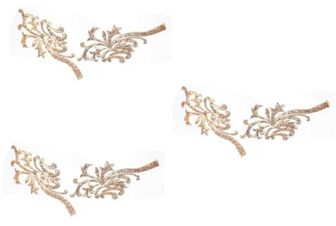 NUOBESTY 3 Paare Blumen Tuch Aufkleber Hochzeitskleid-patch Gestickte Patch-applikationen Patches Zum Aufnähen Aus Spitze Kostümaufkleber 3d-aufkleber Jacke Braut Pailletten Gold Und Silber