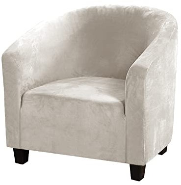 HOMECOVER Housse de Fauteuil Club Extensible Housse de Fauteuil Cabriolet Velours Housse de Protection pour Salon Bar-Beige-Large