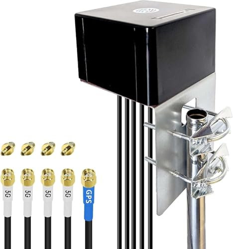 Maswell 5-in-1 GPS/5G Antenna 4X4 MIMO, Up to 6dBi, Omni Cross Polarized Wideband 600-8000MHz 4G+ LTE-A 5G UWB, WiFi 6E, WiFi 7, GNSS GLONASS Beidou Gaileo, SMA Male