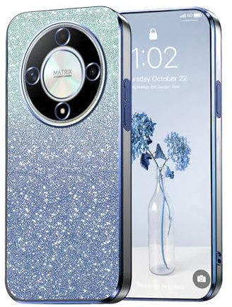 PanXCase Glitter Cover per Honor Magic6 Lite/Honor Magic 6 Lite | Custodia Trasparente con Brillantini, Case Design Bling per Ragazze/Donne, Elegante, Ultra Sottile, Antiurto, Blue