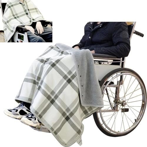 LNXDY Winter Rollstuhldecke Schal Decke für Erwachsene | Flanellfutter Wärm Decke rollstuhlponcho Kniedecke Beindecke für Rollstuhl | Tragbare Warmer Decke Umhang Poncho für Rollstuhlfahrer