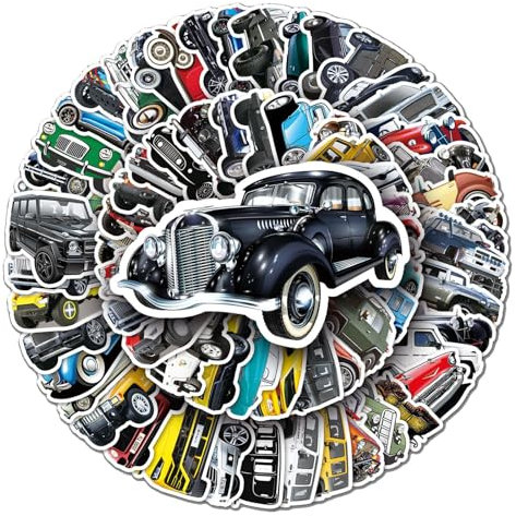 100 pièces voitures classiques autocollants décalcomanies pour bouteille d'eau ordinateur portable bagages voiture vélo vélo étanche vinyle autocollants Pack