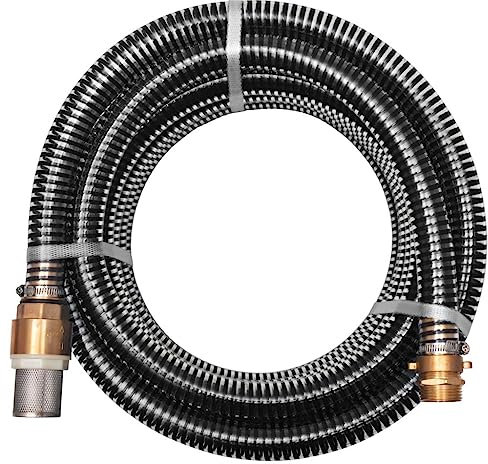 ZEYUAN Saugschlauch mit Messing-Anschlüssen 15 m 25 mm Schwarz, Gartenschlauch, Saugschlauch, Schlaghose, Ansaugschlauch, Absaugschlauch 142892