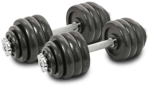 Sevico Hantelset aus Gusseisen, verstellbar, Hantel Set 2er Kurzhantelset 2 x 20kg Hantelstangen Gewichtsset mit Verbindungsstange für Männer und Frauen, Fitnesstraining, Gewichtheben für Zuhause