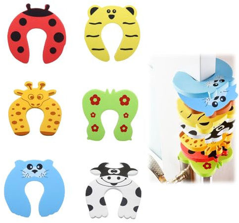Door Pinch Guard,Safety Door Stopper,Door Finger Guards,6 pcs Animal Design Door Stopper Set,Door Slam Stopper,Cartoon Animal Baby Proof Foam Safety Door Guards,Prevent Finger Pinch Injuries