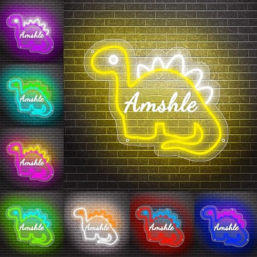 Personalisiertes Dinosaurier-Neonschild für Jungen und Mädchen, individuelles Dinosaurier-LED-Licht, Dinosaurier-Wandlampe für Schlafzimmer, Spielzimmer, Dinosaurier-Neonlicht, Schlafzimmerdekoration,