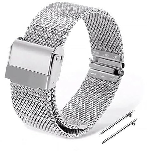 SAJMAKUWLA Watch Strap,Smart Watch Strap, Correa 14 16 18 19 20 21 22 24 mm Correas de Reloj de Repuesto universales(Silver,22mm)