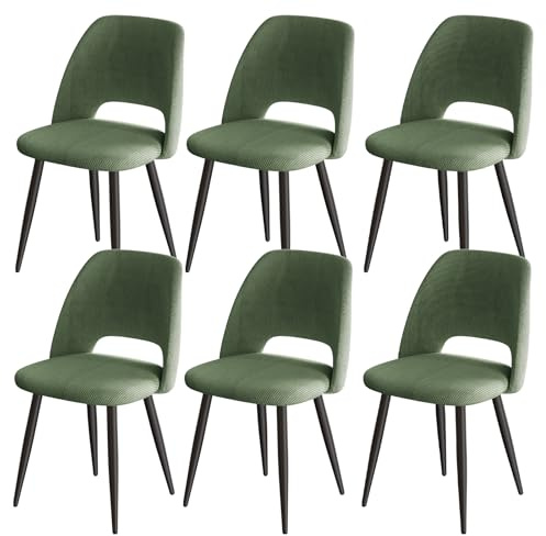 ANVOFONG Sillas de Comedor Pack 6,Sillas de Cocina de Pana,Verde