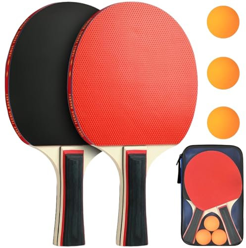 Binnan Raquette de Ping-Pong, Raquettes de Tennis de Table, Ensemble de Raquettes de Ping-Pong, 2 Raquette de Tennis de Table + 3 Balles +1 Sac pour Amateurs, Débutants, Experts