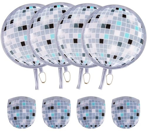 ALNKDH 4Pcs Disco Pattern Hand Fan,Chinese Japanese Style Foldable Fan,Multi-Role Round Handheld Fans, Beautiful Patterns For Wedding Party Home Decor Personal Decoration (4Pcs Disco)