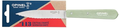 Opinel - Couteau cranté à tomates 10 CM manche bois vert sauge N°113 - OPINEL