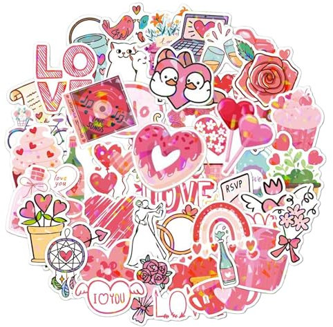 Cosmeria Valentinstag Sticker Set Mit 100 Süßen Liebe Aufklebern, Niedliche Vinyl Sticker Für Valentinstag Bastelideen Und Geschenkdekorationen