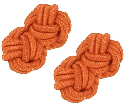 PATIKIL Seidenknoten-Manschettenknöpfe, Manschettenknöpfe aus elastischem Stoff, Twist-Knoten-Kleidungsaccessoires für Männer, Frauen, Business, Geschenk, Hochzeit, leuchtendes Orange