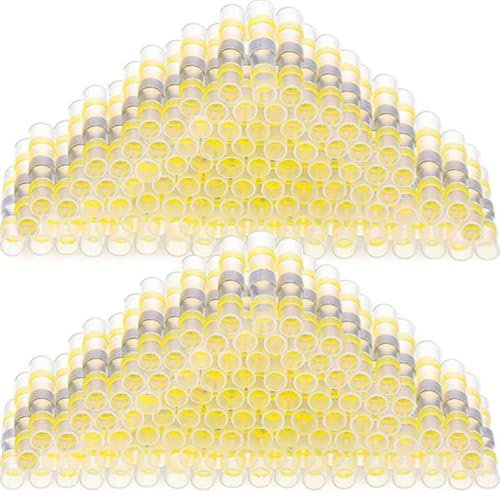 Asyduey 150 Stück 12-10 AWG Gelbe Lötversiegelungsdrahtverbinder, Löt-Schrumpf-Wasserdichte Drahtverbinder, Elektrische Klemmen