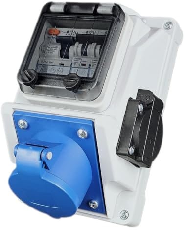 RoadEu - Wall Outlet 230V with 16Amp and 13Amp Standard UK Socket and Circuit Breakers C16A and C13A - RCD 40A 30mA, Monophase, Waterproof IP54. Perfect for workshops, Gardens and Sheds.