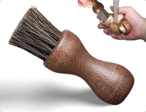 Emezddo GemüsebüRste,Holz Spülbürste,Langlebig Pilzpinsel,verwendet für Küche Bad zum Reinigen Geschirr Töpfe Pfannen Zuhause Küche Bad Boden Arbeitsplatte(Rund)