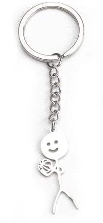 MUCOOS Silberner Basketball-Strichmännchen-Schlüsselanhänger aus Metall, Geschenk für Freunde, Lehrer, Papa, Freund, Geschenk für interessante Menschen