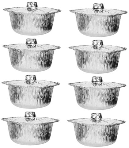 Milisten 8pièces Casseroles Aluminium avec Couvercle Grandes Casseroles pour Cuisson Ustensiles De Cuisine Poêle Rond pour Soupe Et Compatible avec Four Et Cuisson